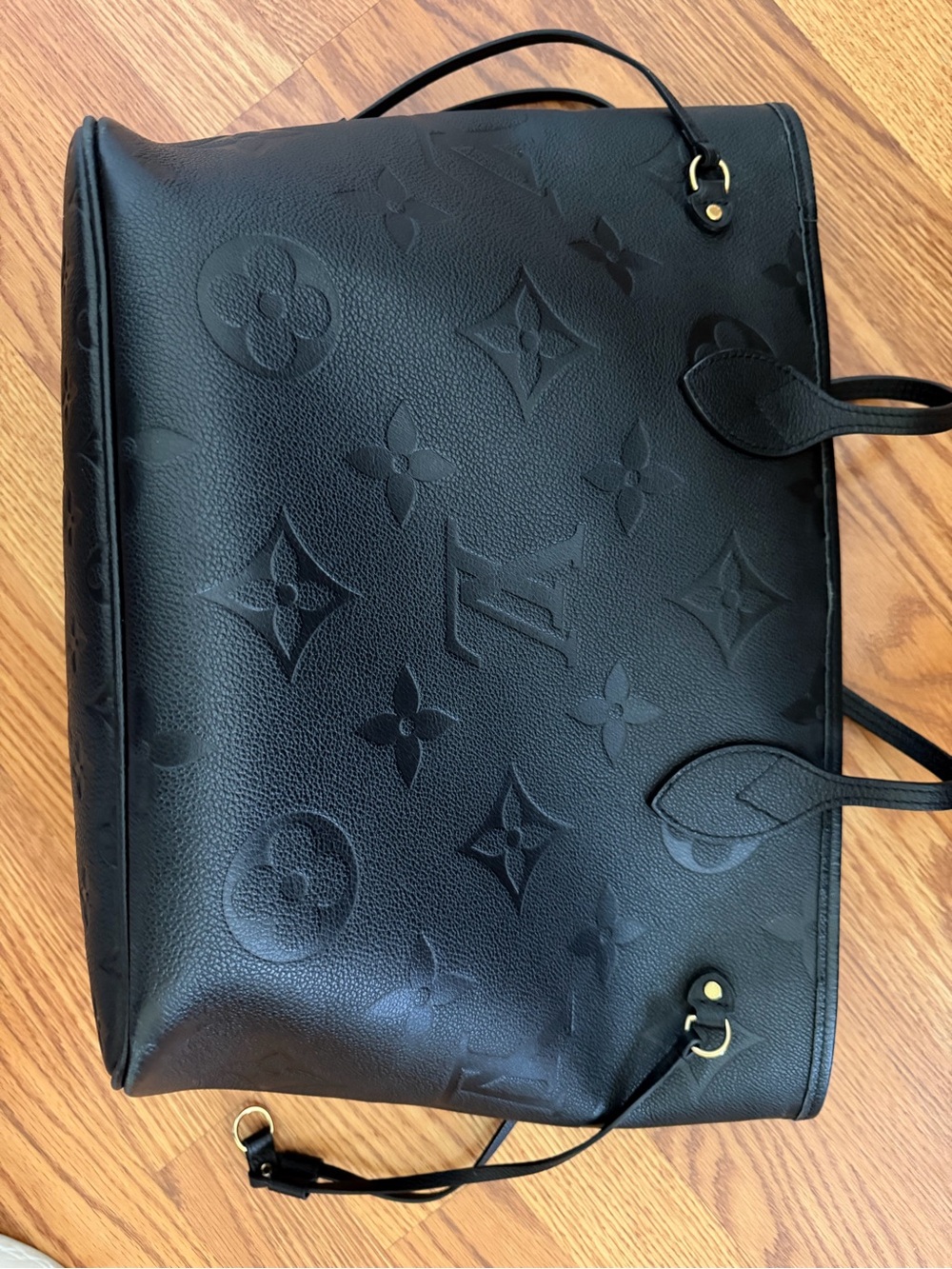 Louis Vuitton Black Monogram-Embossed Leather Tote with Gold Hardware - Picture 2 of 8